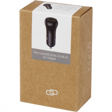 Logotrade mainoslahja tuotekuva: Pilot 55 W USB-C/USB-A -kaksoislaturi autoon
