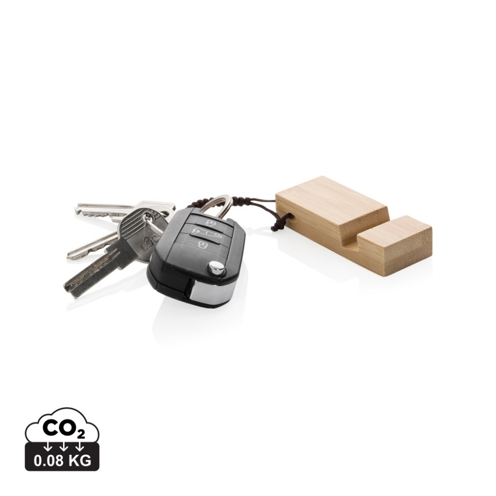 Logo trade liikelahjat tuotekuva: Standkey puhelinteline avaimenperä bambua