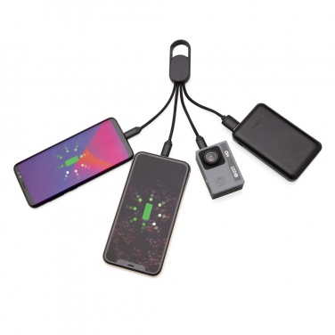 Logotrade mainoslahja tuotekuva: 4-in-1 kaapeli karabiinihakalla