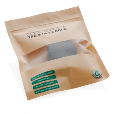 Logo trade mainoslahja ja liikelahja tuotekuva: RCS 6-in-1 kaapeli kierrätetystä muovista ja TPE:stä