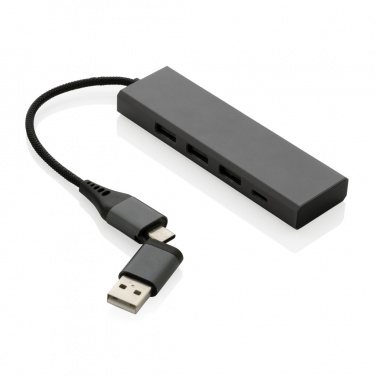 Logo trade mainoslahja ja liikelahja tuotekuva: Terra RCS alumiininen USB-hub 3 portilla