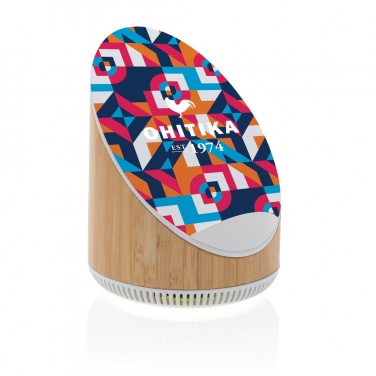 Logotrade mainoslahja ja liikelahja kuva: Ovate bambuinen 5W kaiutin 15W langattomalla laturilla