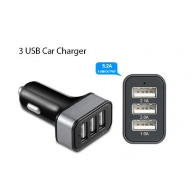 Logotrade mainostuote tuotekuva: Autolaturi 3 USB-portilla