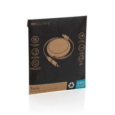 Logotrade mainoslahja ja liikelahja kuva: Terra RCS 240W kierrätysalumiini 2 in 1 vetokaapeli