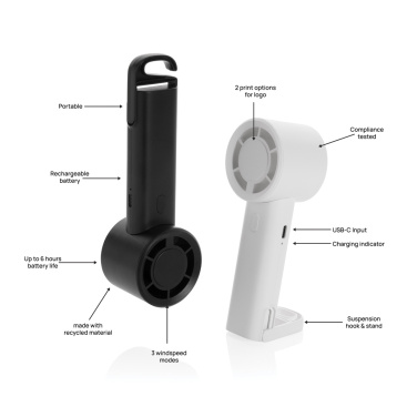 Logo trade liikelahjat mainoslahjat kuva: Twist RCS -kierrätysmuovinen ladattava tuuletin