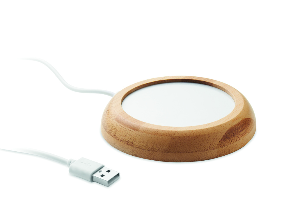 Лого трейд pекламные подарки фото: Bamboo mug warmer with USB