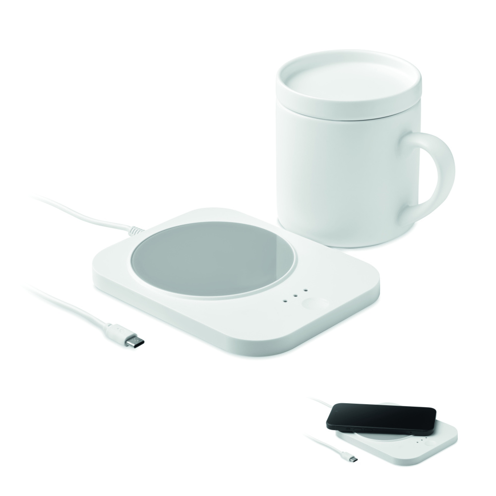 Логотрейд pекламные cувениры картинка: Wireless charger mug warmer set