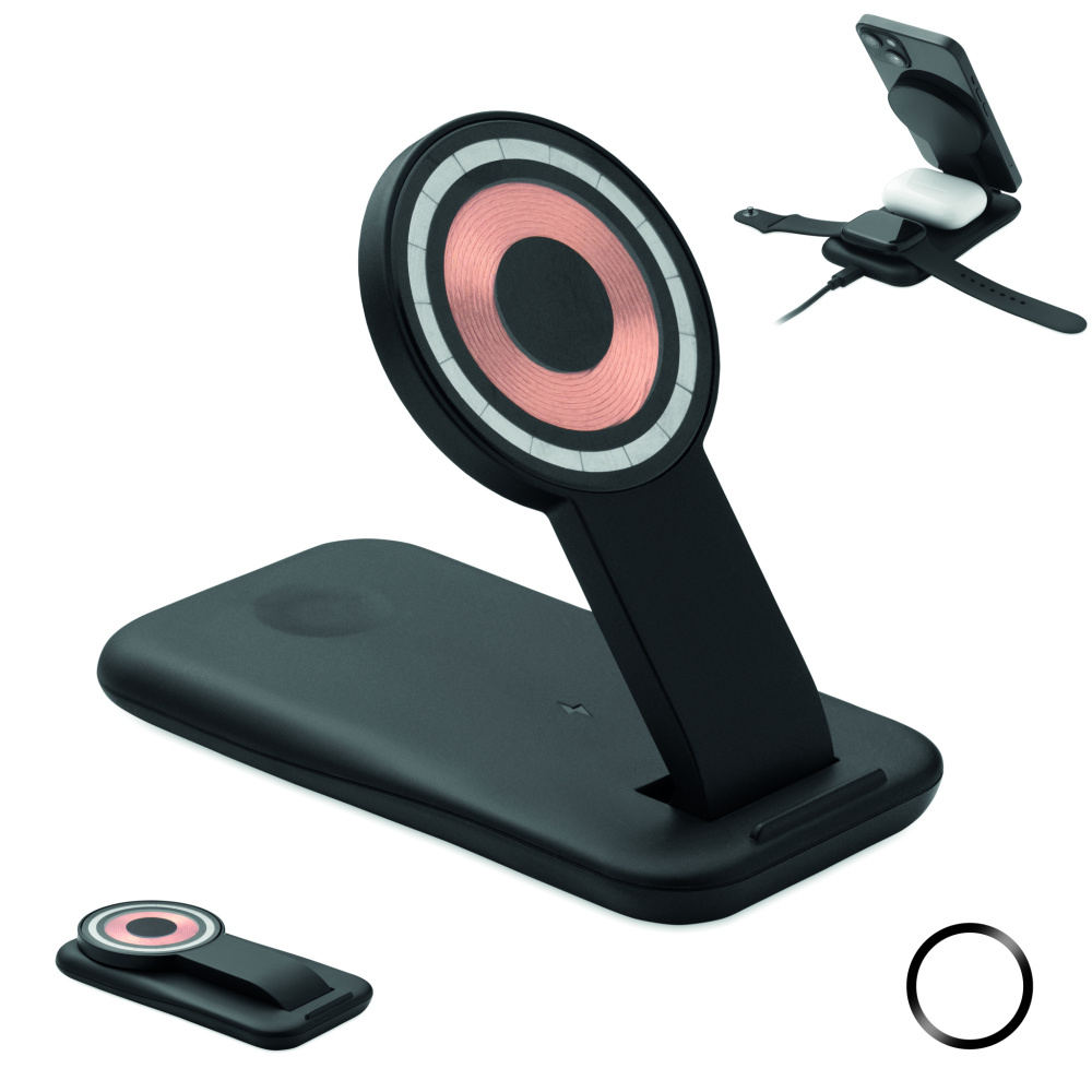 Логотрейд pекламные cувениры картинка: 3 in 1 wireless charger 15W